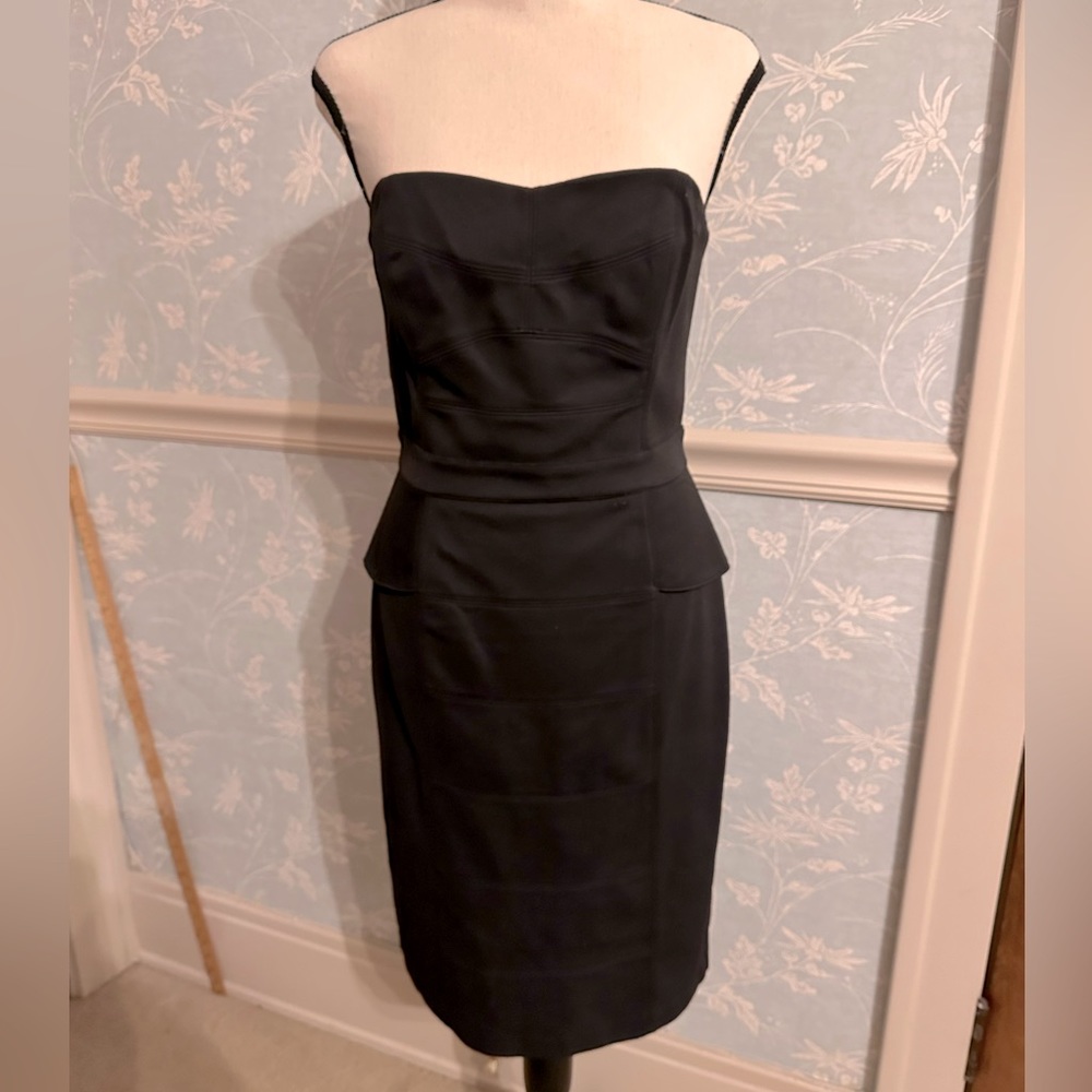 WHBM Strapless Peplum Black Dress